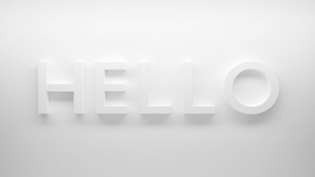Hello - Stylish 3D text on a white background. 3D illustrationの写真素材