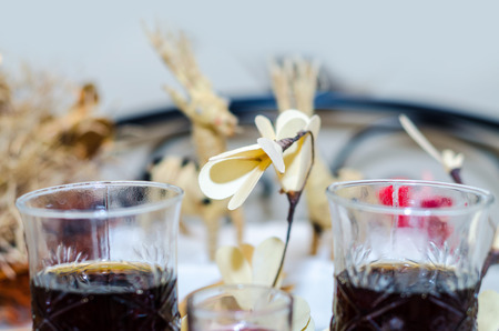 cold drink wine glasses on tray background
