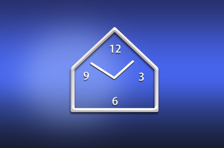 abstract analog wall  clock on blue background