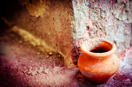 abstract dramatic earthen pots backgroundの写真素材