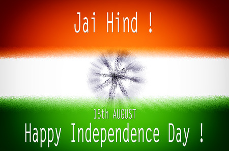 Jai hind happy independence day on indian national flag tri colour