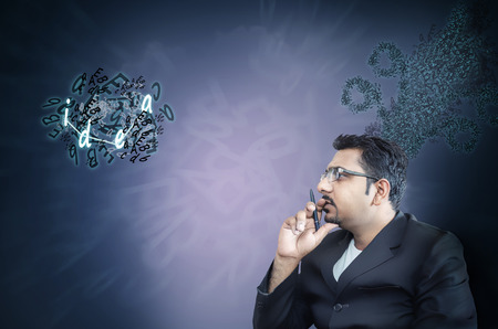 businessman with french beard thinking idea
