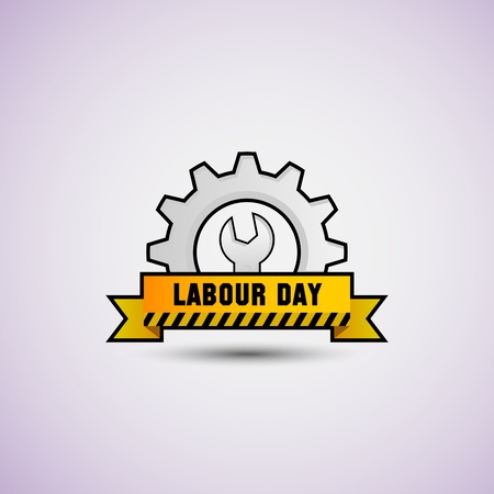 vector illustration happy labour day celebration, workers may day. strong yellow and black color.のイラスト素材