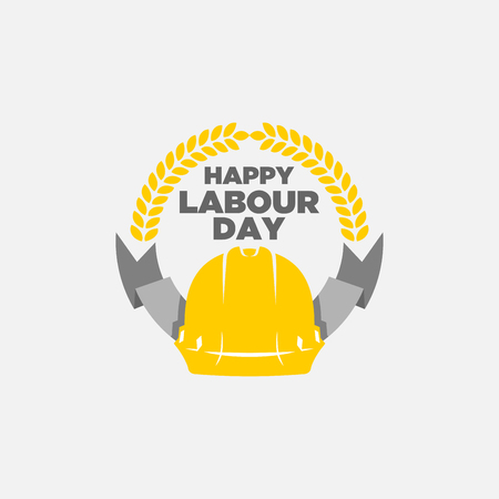 vector illustration happy labour day celebration, workers may day. strong yellow and black color.のイラスト素材