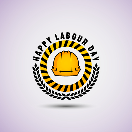 vector illustration happy labour day celebration, workers may day. strong yellow and black color.のイラスト素材