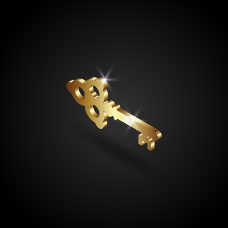 luxury golden key vector illustration, key symbol, key icon, key vector isometric for webのイラスト素材