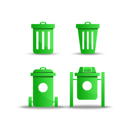green trash icon vector on white background. Full trash container icon in modern design style. Full trash container vector icon popular and simple flat symbol for web and graphic, mobile app, logo.のイラスト素材