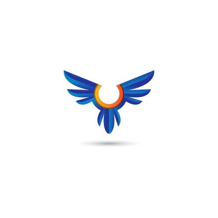 abstract eagle wings logo. vector animal template with blue and red color.のイラスト素材