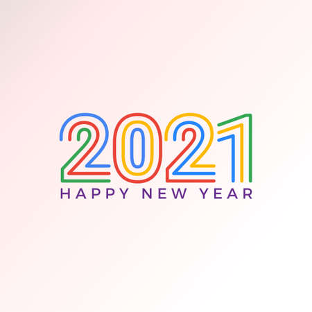 Happy new year 2021! Elegant colorful gradient design. vector illustration template.のイラスト素材