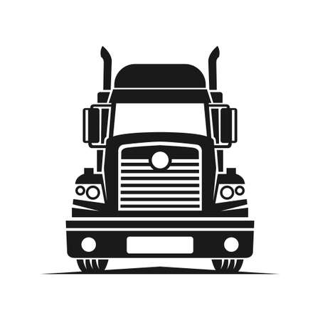 truck logistic vector silhouette logo template. perfect for delivery or transportation industry logo. simple with dark grey colorのイラスト素材