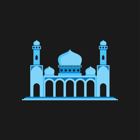 mosque vector illustration, perfect for islamic theme. flat color styleのイラスト素材