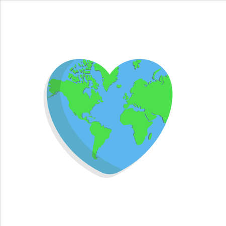 love earth, world vector illustration, good for nature or environment design template. flat color styleのイラスト素材