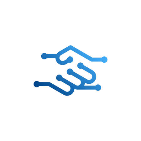 handshake vector abstract logo. deal symbol. gradient color styleのイラスト素材