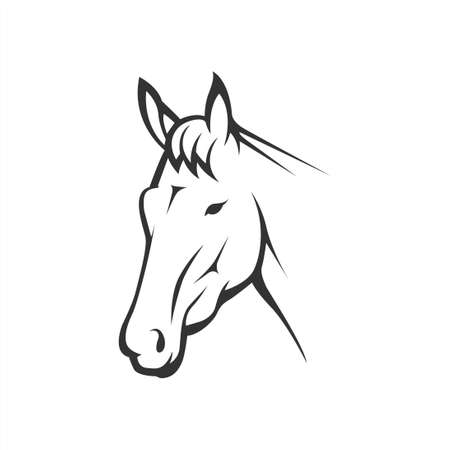 horse head vector line art illustration. equestrian sport, or strong symbol. perfect for animal farm company.のイラスト素材