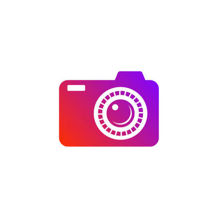 camera vector illustration. good for camera icon, photography, or videography industry. simple gradient with blue and red color styleのイラスト素材