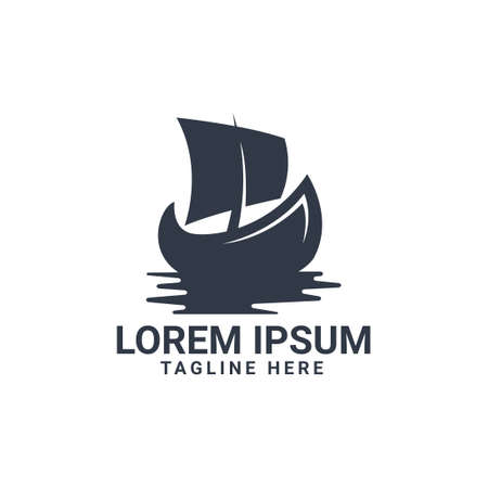 boat, cruise, or yacht vector logo design. fit for transportation or traveling on the sea logo. simple flat color styleのイラスト素材