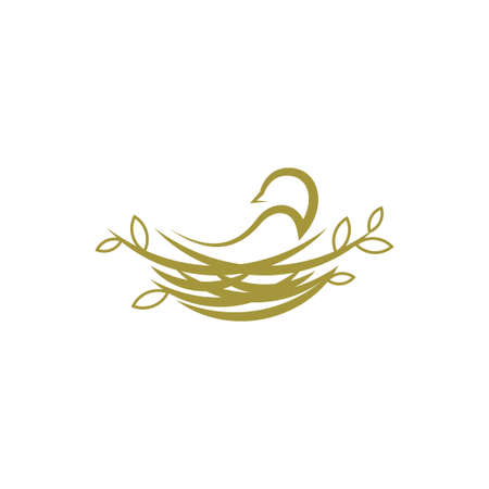 bird nest vector logo illustration. animal nature home symbol.のイラスト素材