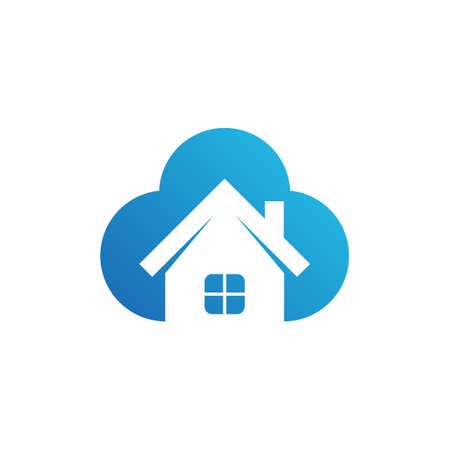 home cloud icon. real estate vector icon. house logo illustration. simple design home with cloud. fit for a home security, building data protection, cloud computing.のイラスト素材