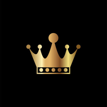 crown vector illustration with golden color isolated on black background, suitable for icon, logo,...