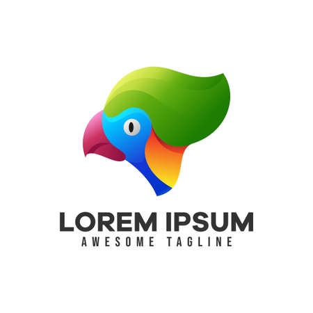 colorful bird head logo, modern vector illustration good for delivery mascot or logistic industry logo. colorful gradient style.のイラスト素材