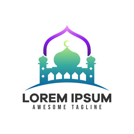 Mosque logo. Modern vector illustration suitable for Islamic theme, Ramadan, or Islamic celebration. colorful style.のイラスト素材