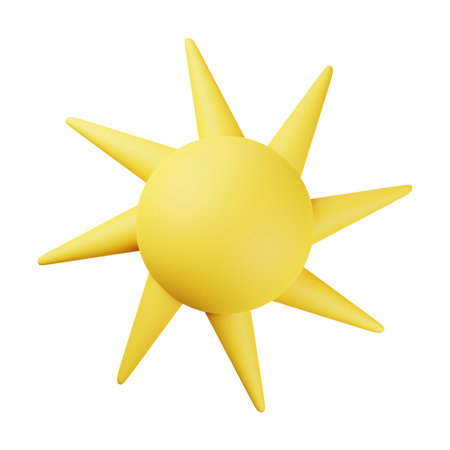 Yellow Sun 3D Illustrationの写真素材