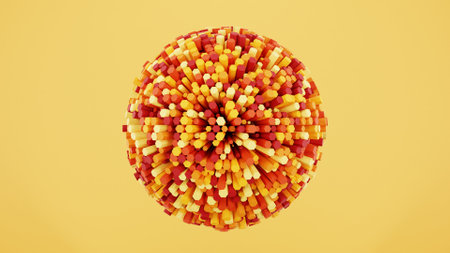 3d abstract geometric background hexagonal honeycomb. 3d rendering of yellow, orange, and red abstract hexagonal background.の写真素材