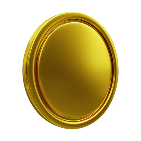 Gold Coin 3D Illustration Isolated in White Backgroundの写真素材