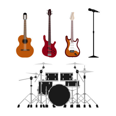 Musical instrument vector icon illustration set. Flat illustration styleのイラスト素材
