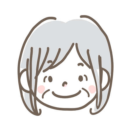 It is an illustration of the face of a simple old woman, grandma. I made it with a square size art board. It is a single item illustration.のイラスト素材