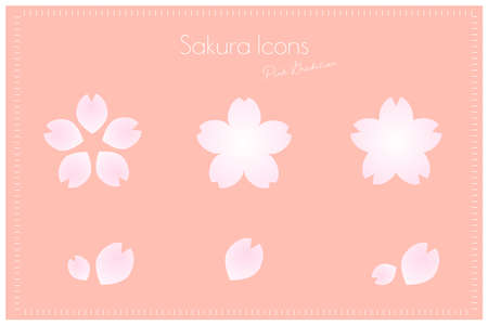It is a simple and easy-to-use gradation cherry blossom and petal icon set. The color is pink. It is a set that is easy to cut out convenient for the decoration and decoration of the spring design.のイラスト素材