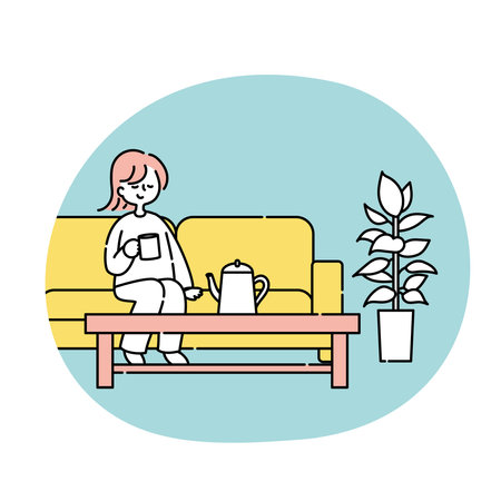 Women lounging on the sofaのイラスト素材
