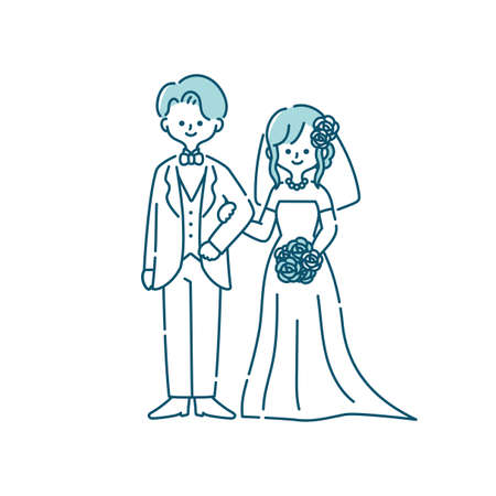 Wedding bride and groom illustrationのイラスト素材