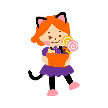 Clip art of a child in a costume on Halloweenのイラスト素材