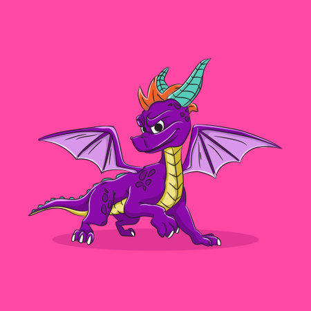 purple dragon cartoon illustrationのイラスト素材