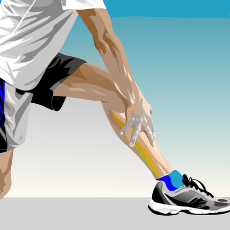 Running man. Vector illustration of a runner in action. Side view.のイラスト素材