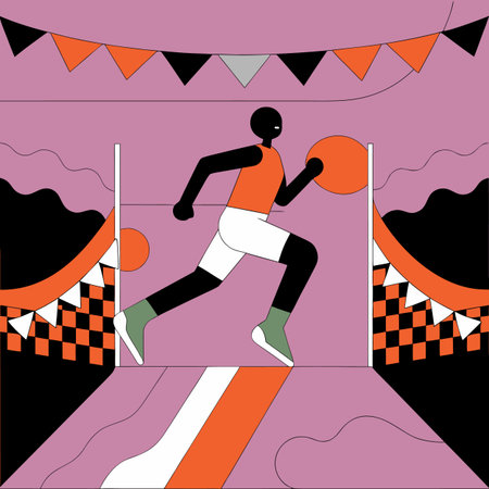 Vector illustration of a man playing table tennis in a flat style.のイラスト素材