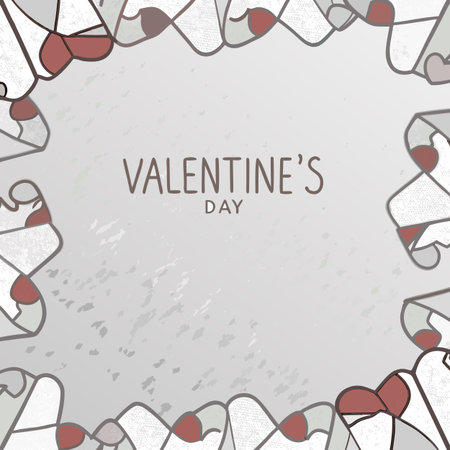 Valentine's day greeting card with hearts on grey background.のイラスト素材