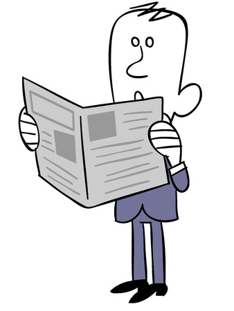 Business man reading newspaperのイラスト素材