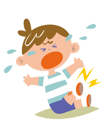 Children cry injured kneeのイラスト素材