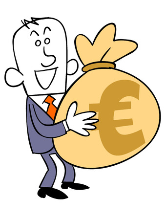 Business man with a bag of Euroのイラスト素材
