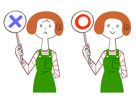 Young woman with a notice board and punishment notice board of the circleのイラスト素材