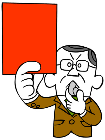 Middle-aged business man showing the red cardのイラスト素材