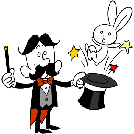 Magician to issue a rabbit from the hatのイラスト素材