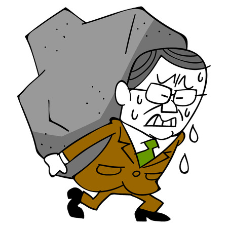 Elderly businessman and burdenのイラスト素材