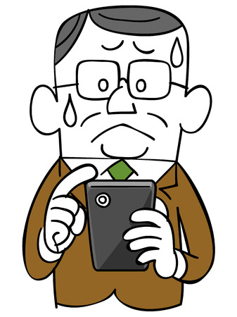 Businessman _ impatience to manipulate the smartphoneのイラスト素材
