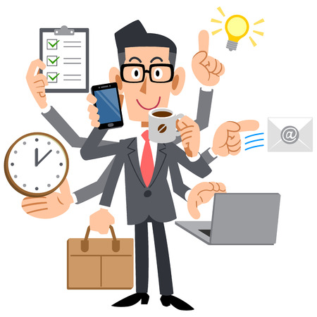 Businessmen do a multi-taskingのイラスト素材