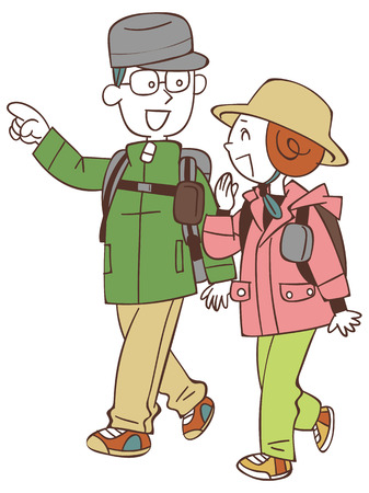 The hike to coupleのイラスト素材