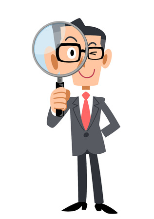 Businessmen under the magnifying glassのイラスト素材