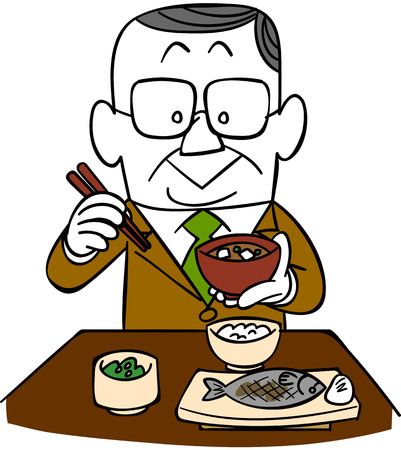 Eat Japanese food, businessmanのイラスト素材